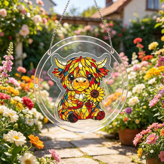 Suncatcher Stained Glass Puzzle Acrylic Pendant Light Refraction Window Hanging Jigsaw for Home Decor