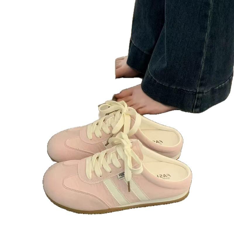 Baotou Slippers Women's Summer Outer Wear 2025 New Super Fire Moral Training Shoes Half Drag White Shoes Explosion One Pedal Forrest Gump Shoes