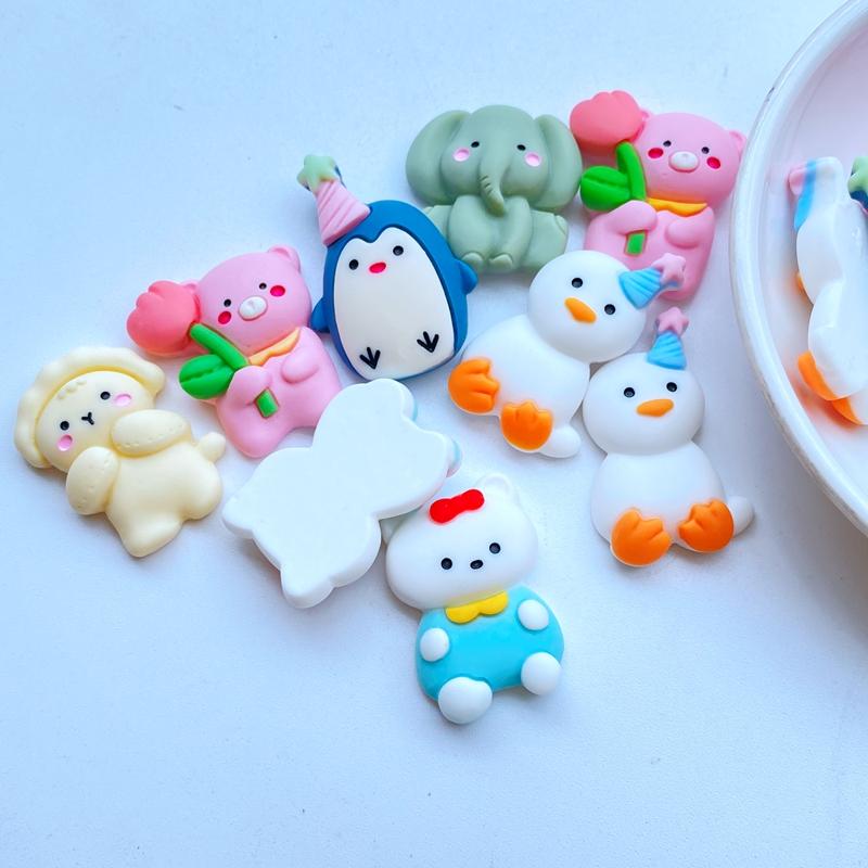 10Pcs New Cute Mini Mixed Cartoon Animals Flat Back Resin Cabochons Scrapbooking DIY Jewelry Craft Decoration Accessorie