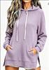 European & American Women's Waffle Knit Hooded Drawstring Pullover Sweatshirt - Autumn/Winter, Loose Fit with Pockets.