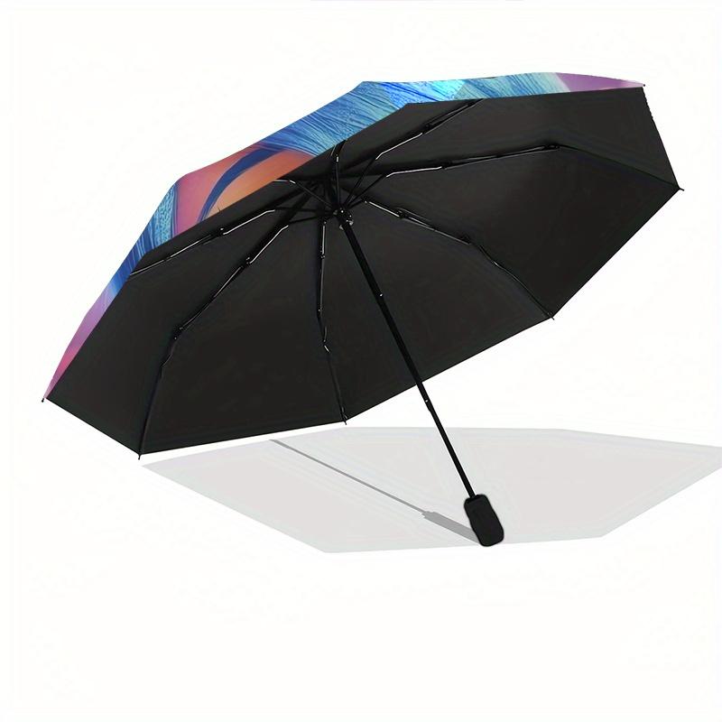 Inside Out 2 Theme Automatic Compact Folding Cute Umbrella - Portable and Durable, 8-Bone Iron Umbrella for All Weather0707088