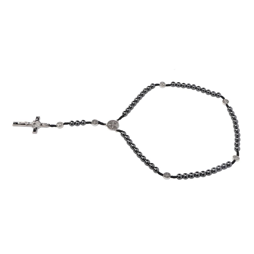 Rosary Necklace Obsidian Crucifix Pendant Catholic Beads Rosary Necklace for Praying Gifts