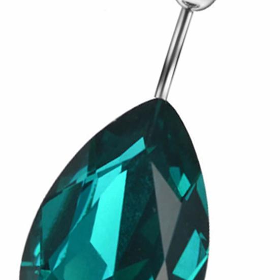 Surgical Steel Tear Drop Rhinestone Button Barbell Bar Belly Navel Ring Body Piercing
