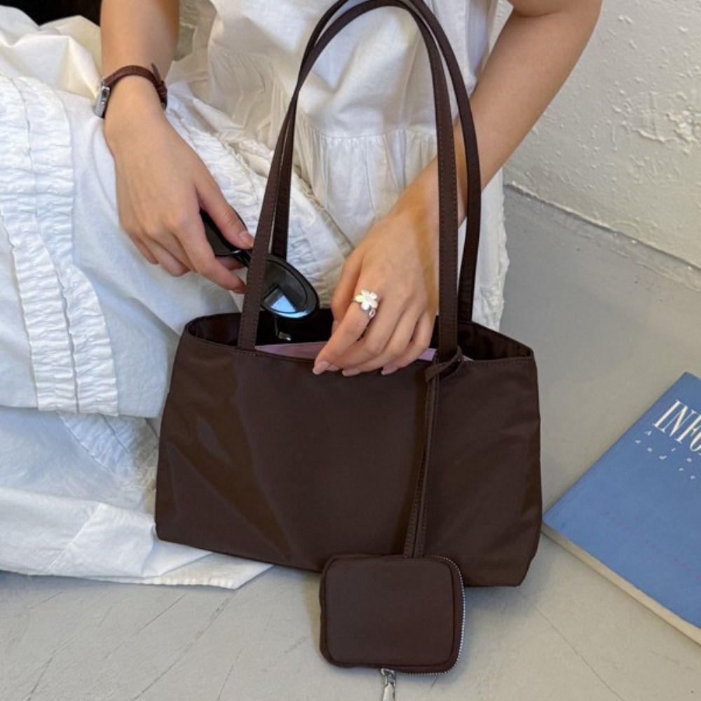 Elegant Nylon Tote Bag Multi-layer Multiple Compartments Handbag Casual Computer Bag Computer Use