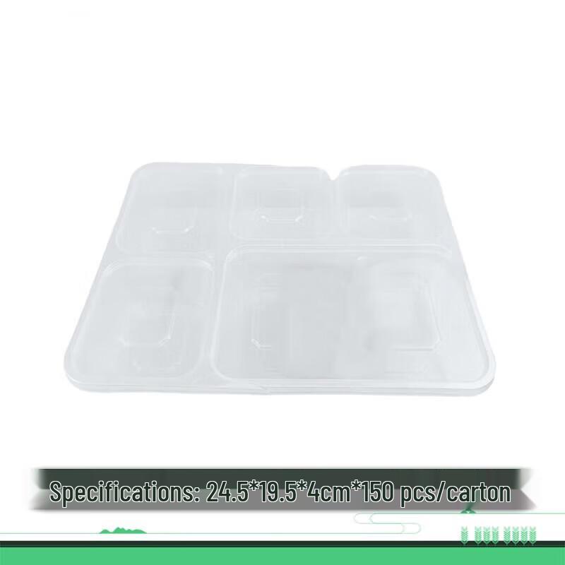 Disposable 5-Compartment Transparent Lunch Box
