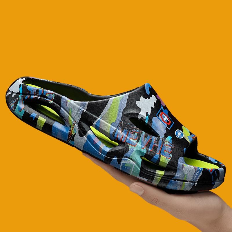 

Модные летние тапочки PARZIVAL для мужчин с принтом, на толстой подошве, на платформе, в облаке, нескользящие, повседневные пляжные сандалии для ванной комнаты 45-46