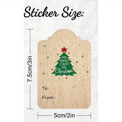 Veselé Vánoce Dárkové Jmenovky Štítek Samolepka Kraftový Papír Ručně Psané Jméno DIY Párty Scrapbook, Dárky na Vánoční Párty, Závěsná Dekorace