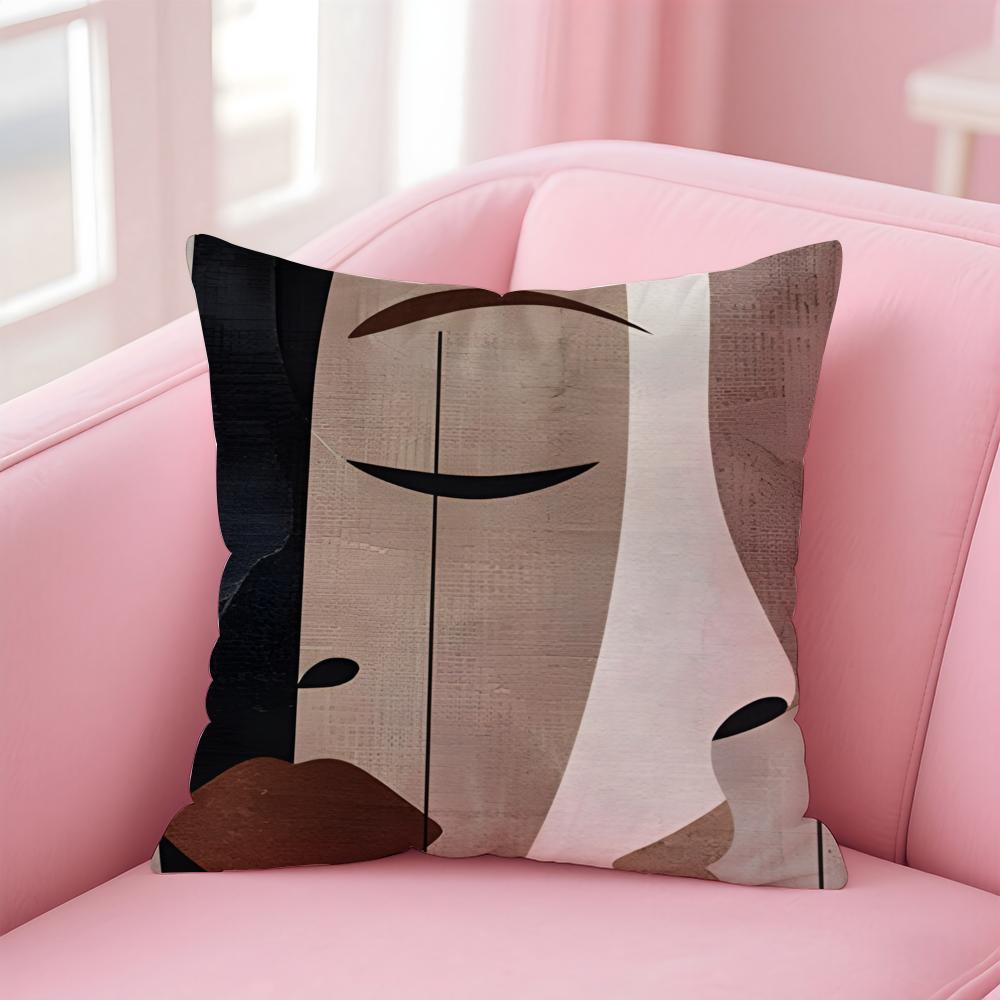 Retro geometric abstract print Cushion Cover Pillowcase Short Plush Invisible zipper Room Sofa Cushion Cover