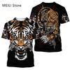 Summer Men's T-Shirt 3D Tiger Graphic T Shirts Animal Pattern Short Sleeve Trend Harajuku Tops Oversized Casual Men's Clothing