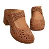Wide Width Wedges Sandals For Women Fashionable And Versatile Women'S Slippers Thick Mid Heel Soft Sole Hollow Shoes For Woman