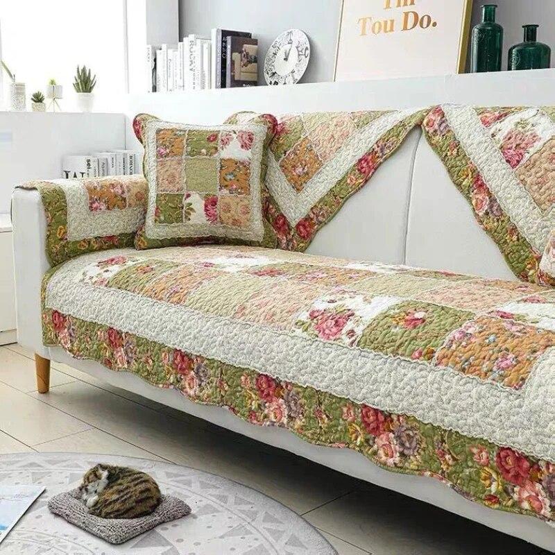 Modular Machine Washable Sofa Mat Hot Selling Anti Slip Minimalist All-season Universal Cushion Pastoral Floral Cushion