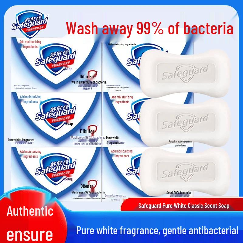 Safeguard Antibacterial Soap, Classic Pure White Scent, 6x100g Value Pack