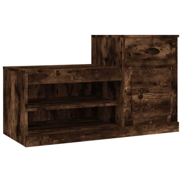 VidaXL Armoire à chaussures chêne fumé 100x42x60 cm bois d'ingénierie 816421
