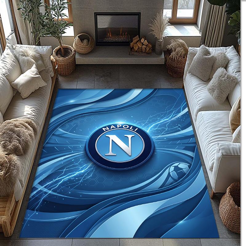 Napoli FC Soccer Football Pattern Soft Area Rug Non Slip Indoor Floor Carpet Sports Decor Mat for Bedroom