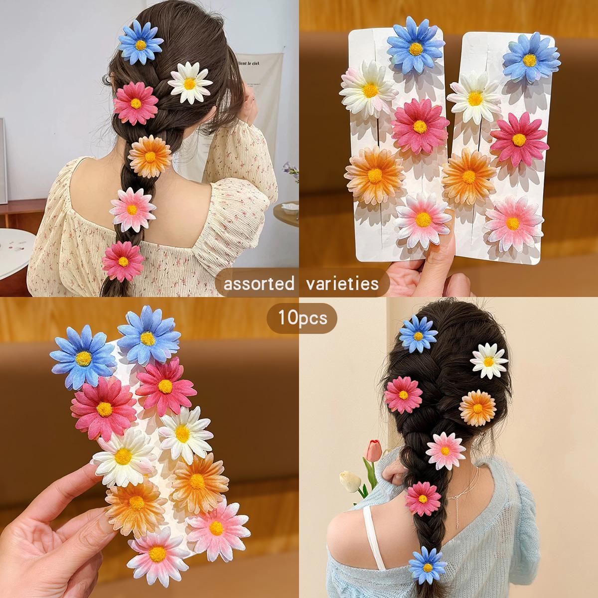 

10 colorful random flower hair clips, sweet wind sunflower clips Size fits all