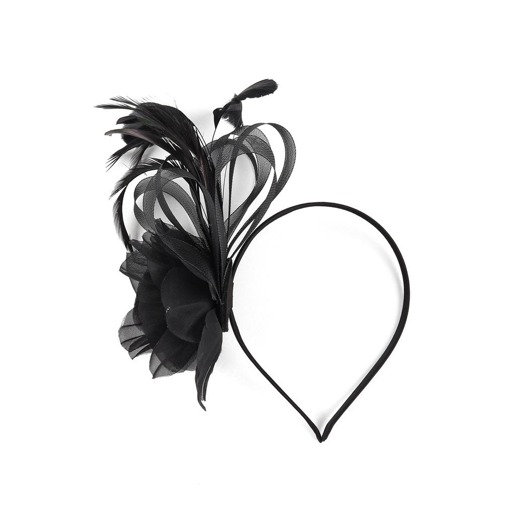 Elegant Feather Hair Accessory For Women Elastic Hairband With Adjustable Clip For Horse Races Parties Photography