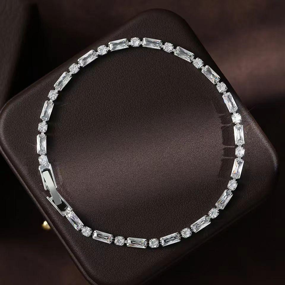 Zirconia White Crystal Tennis Bracelet - Light Luxury Beaded Couple Design