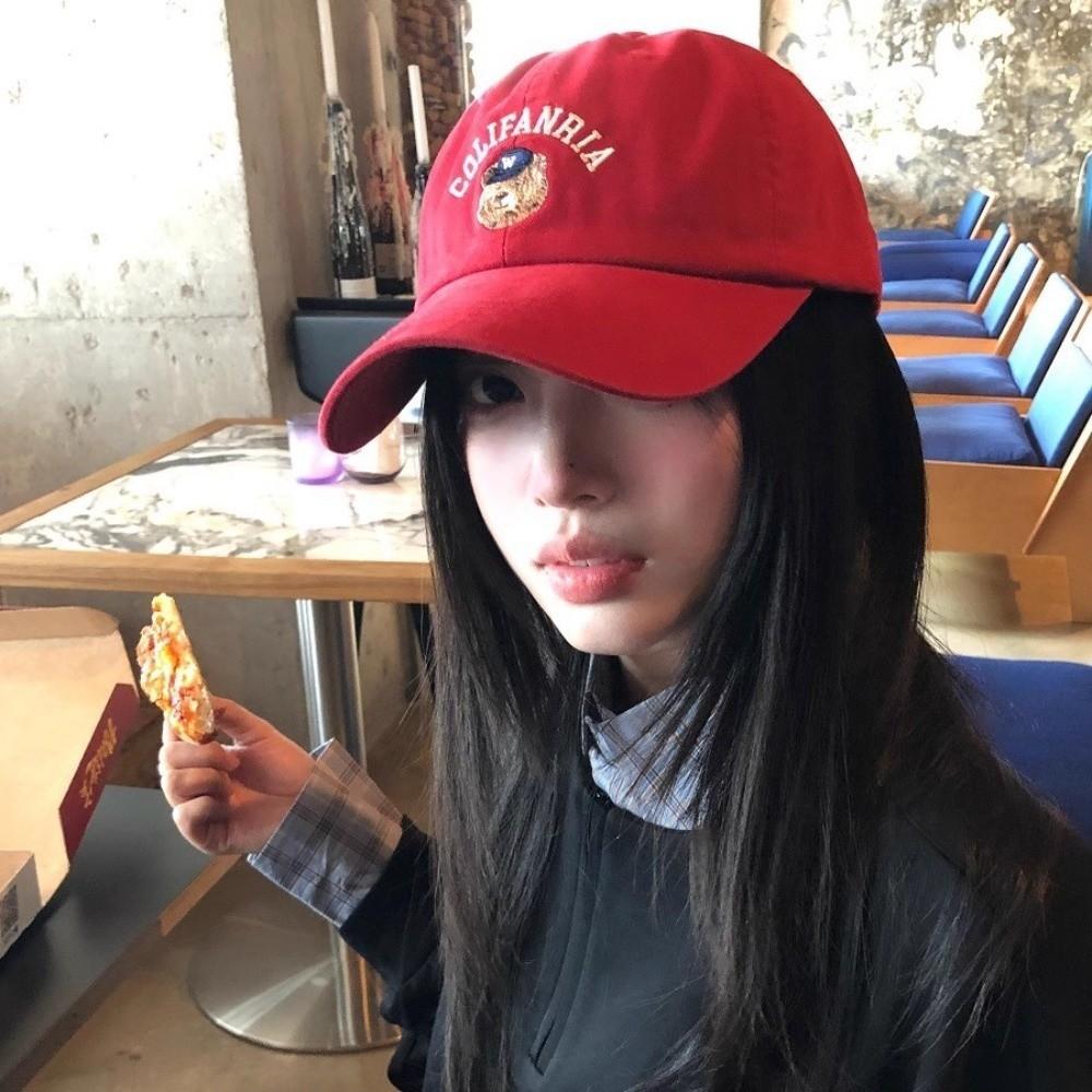 Solid Color Men Women Baseball Cap Korean Snapback Hat Casual Bear Embroidery Cap  Teenagers