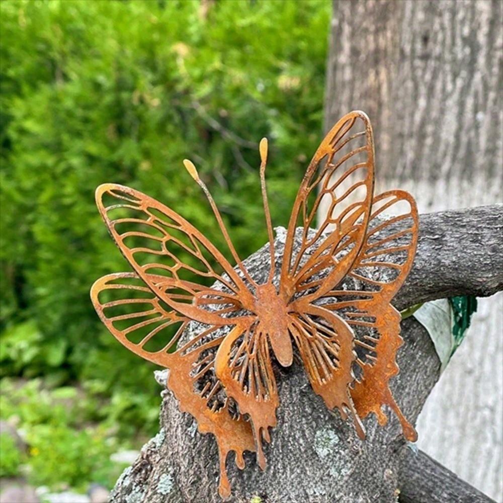 Outdoor Indoor Decor Butterfly Garden Sculpture Open Wings Design Porch Decorating Rust Butterfly Wall Art Metal Butterfly Yard