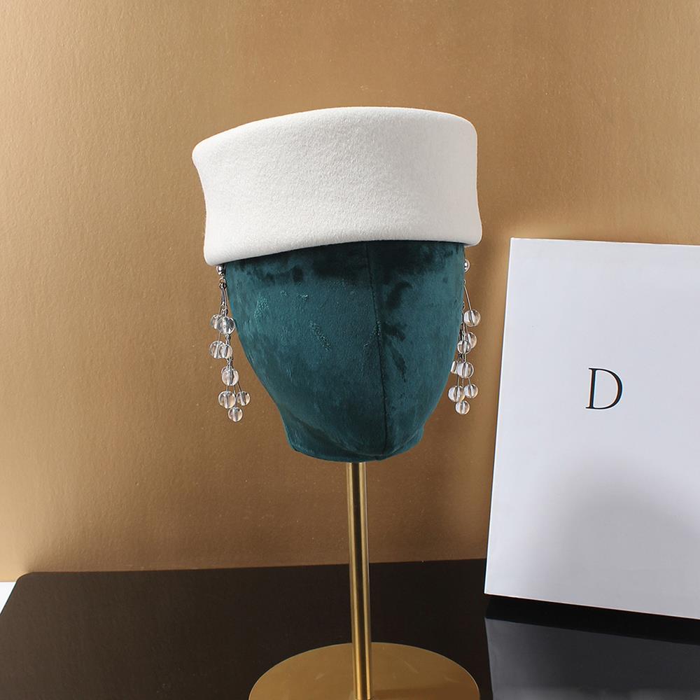 Winter Damen Hardtop Barett Hut Großbritannien Herbst Weiß Schwarz Wollfilz Pillbox Hut Retro Elegant Fedora Malerhut Damen Baretts