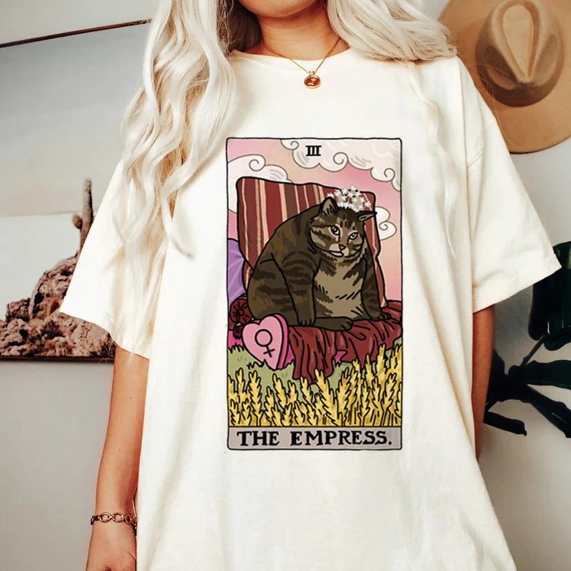 Fashion Tarot Cat Kawaii Womens Tshirt Womens Tshirt Cartoon Cute Pattern Tshirt Short Sleeve T Shirt Womens Plus Size S