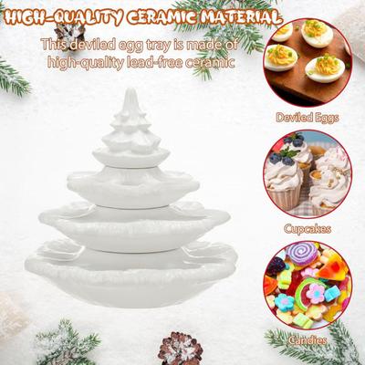 Christmas Tree Deviled Egg Tray, Resin Appetizer Platter for 24 Eggs Festive Holiday Party Serving Dish And Decor