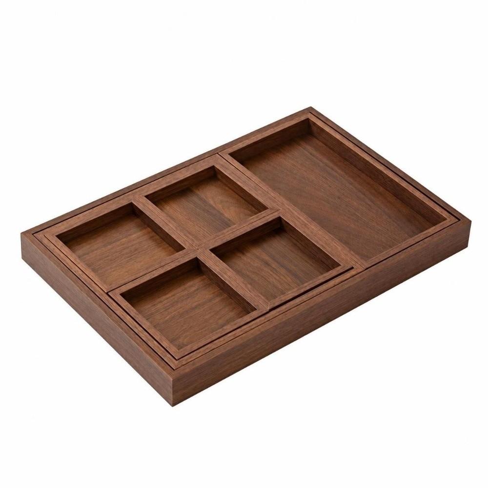 7Pcs/Set Rectangular Wooden Serving Tray Retro Tea Tray Nesting Multipurpose Trays  Kitchen