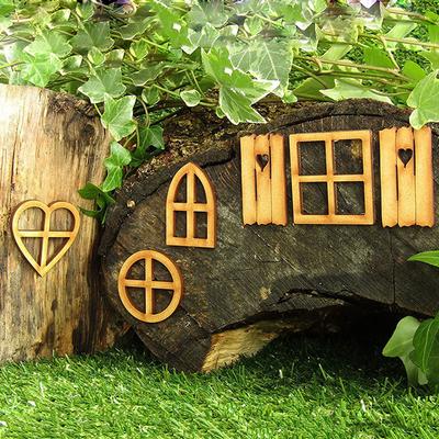 Doll House Wood Ornament Dollhouse Garden Wooden Craft Miniature Fairy Elf Door Micro Landscape