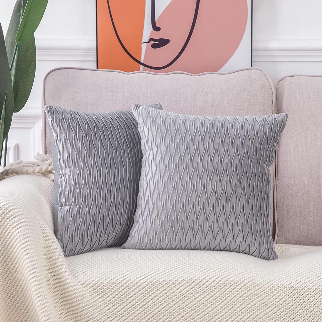 Kissenbezug für Sofa im leichten Luxusstil, einfarbig, nordisch, Ins-Kissenbezug, Samt, plissiert, gestreiftes Kissen