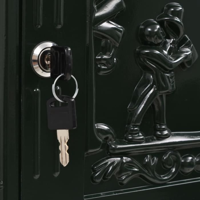 VidaXL Boîte aux lettres sur pied Aluminium Vintage Antirouille Vert