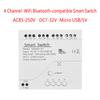 4-канальний бездротовий модуль релейного перемикача AC85-250V DC7-32V WiFi Bluetooth-сумісний з додатком для дистанційного керування для EWeLink