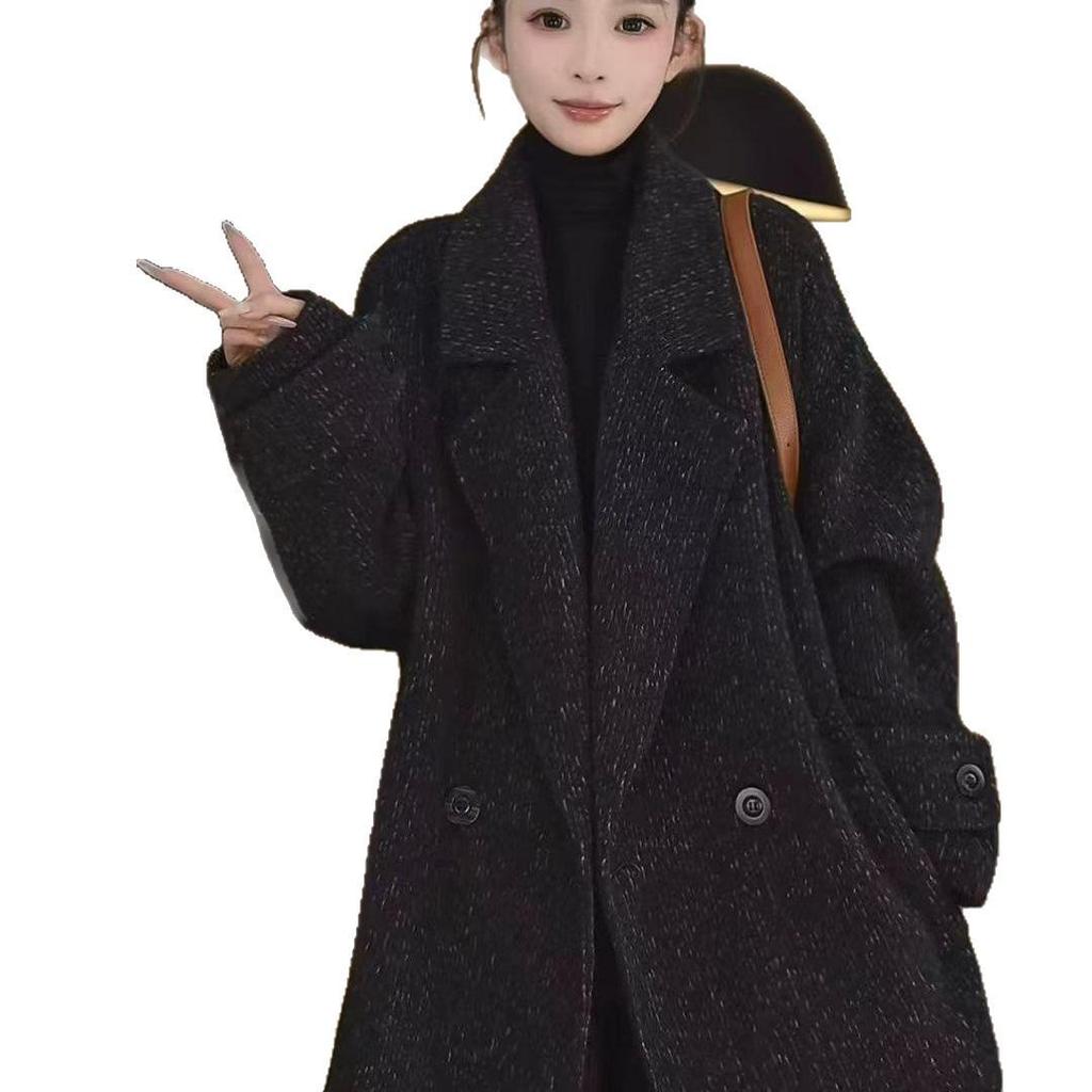 2025 Purple Double-Sided Wool Coat: British Style, Loose Fit for Autumn/Winter
