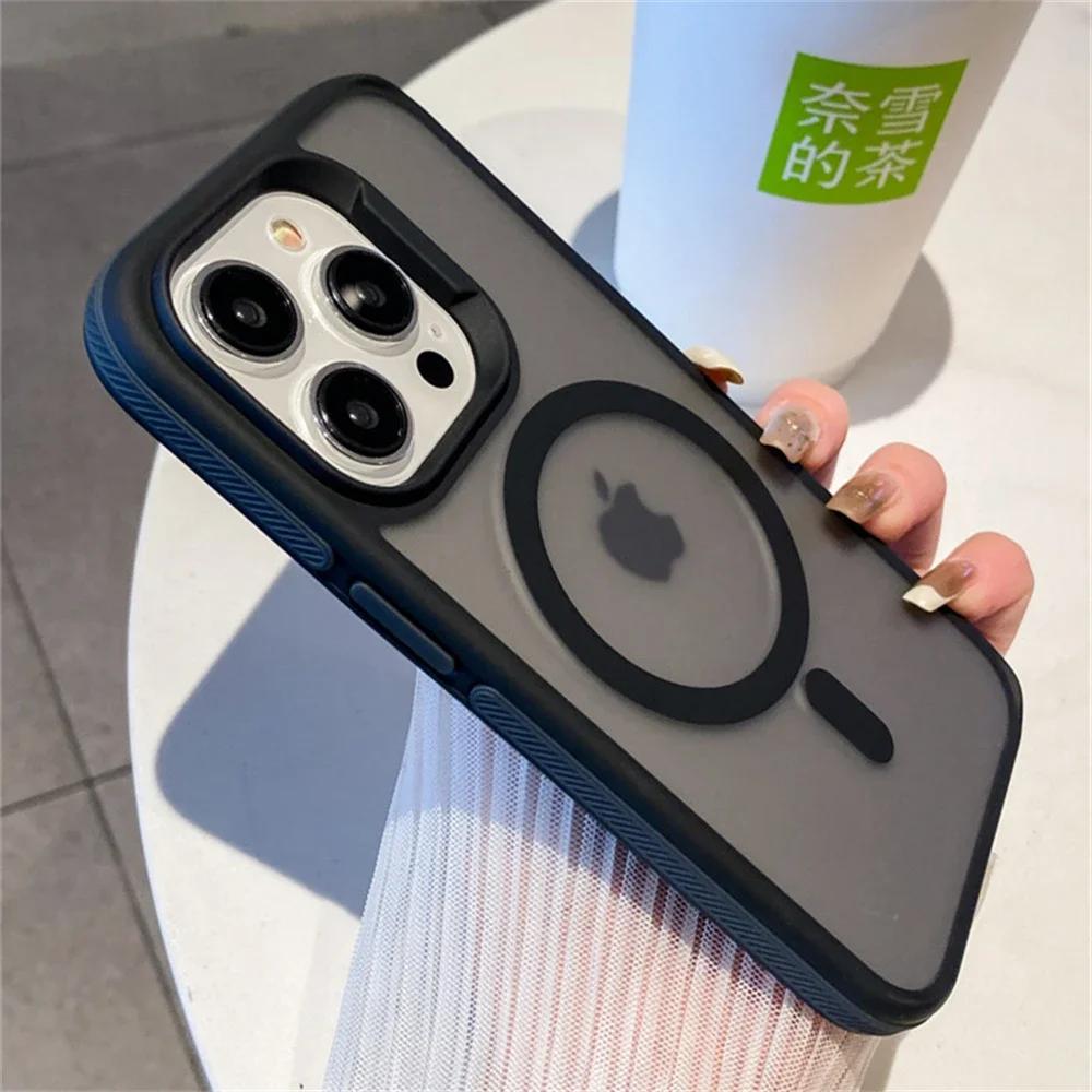 Luxury Frame Colorful Matte Translunt Magnetic For Magsafe Case For iPhone 14 11 12 13 15 Pro Max Plus Wireless Charging Cover