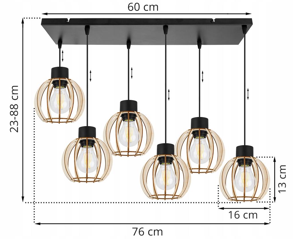 Hanging Lamp, Ceiling Chandelier, Wooden, Led Lampshade
