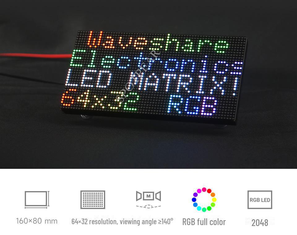 Flexible RGB LED Dot Matrix Display: Full-Color, Adjustable Brightness, Bendable, Supports Cascading