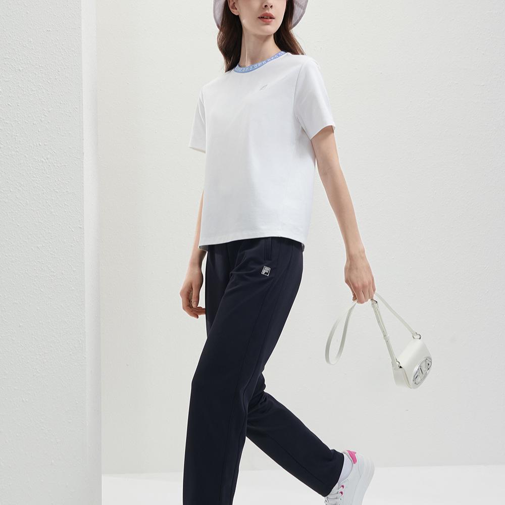 Fila Heritage Solid Color Crew Neck Short Sleeve T-Shirt Women Tops White F11W421102F-WT