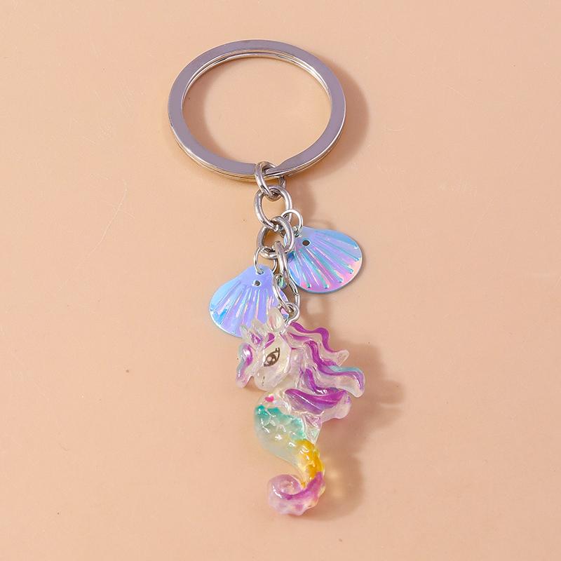 Cute Luminous Conch Keychain Marine Life Keyring Pendants for Car Key Holder Women Girls Handbag Accessories Jewelry Gifts