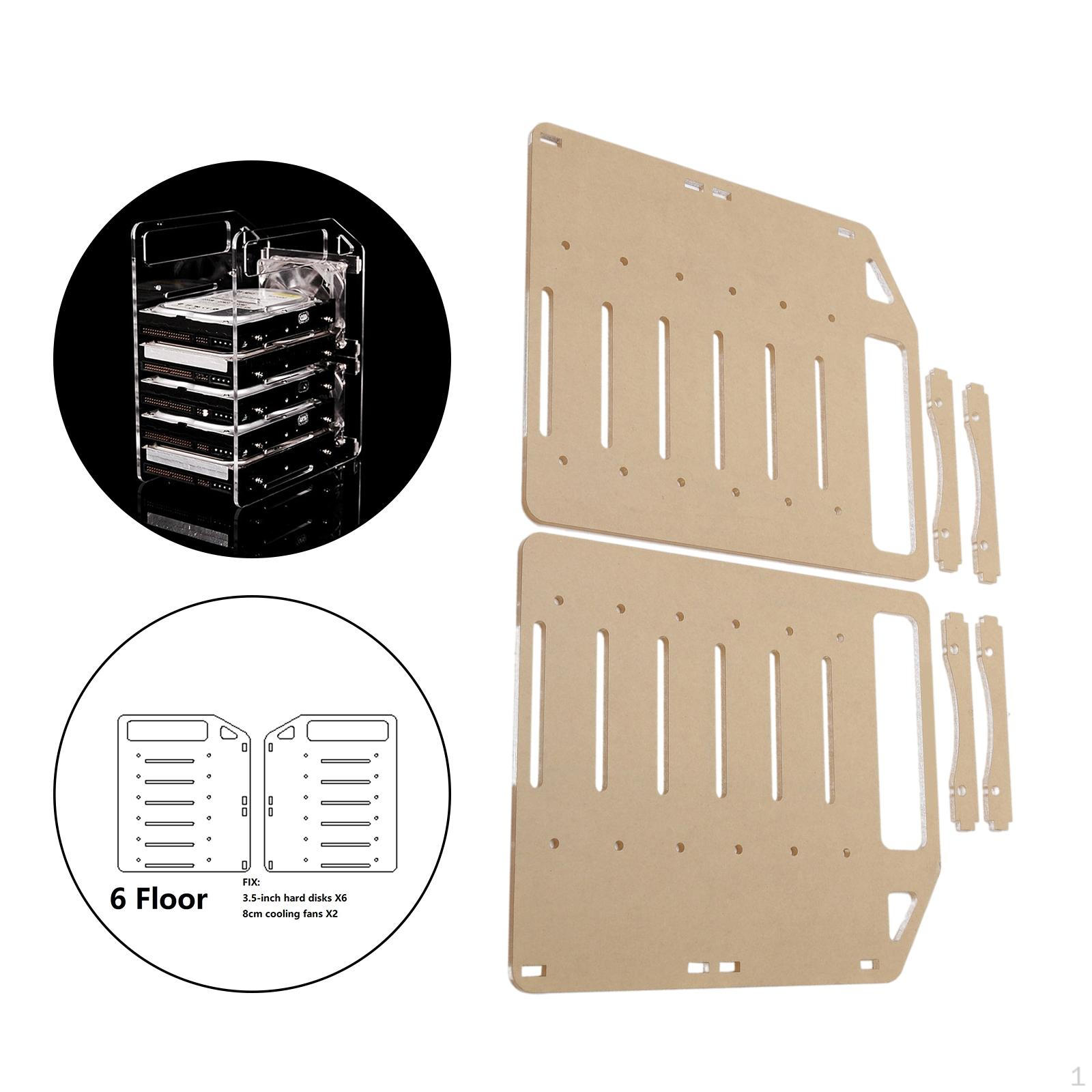 3.5 Inch Acrylic Multi-Layer Stackable HDD Holder Organizer Case 6 floor