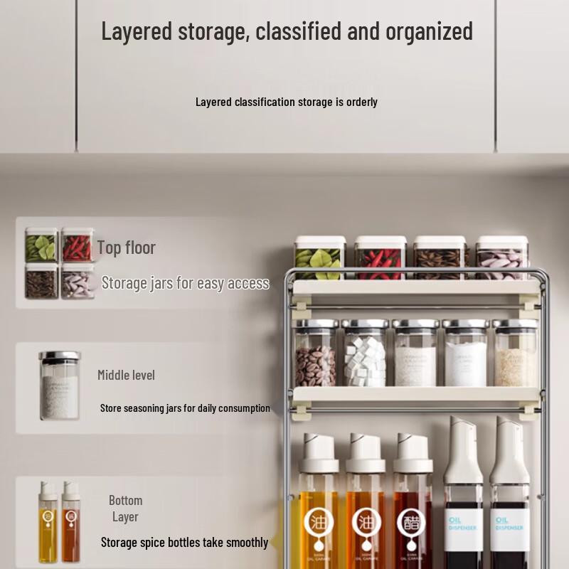 Multifunctional 3-Layer Wall-Mounted Kitchen Shelf