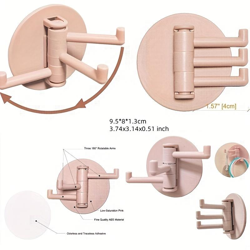 4PCS Multi-Function Hooks - 180° Rotating 3-Claw Hooks for Dorm, Bathroom, Kitchen, Ideal for Towels, Coats, Utensils