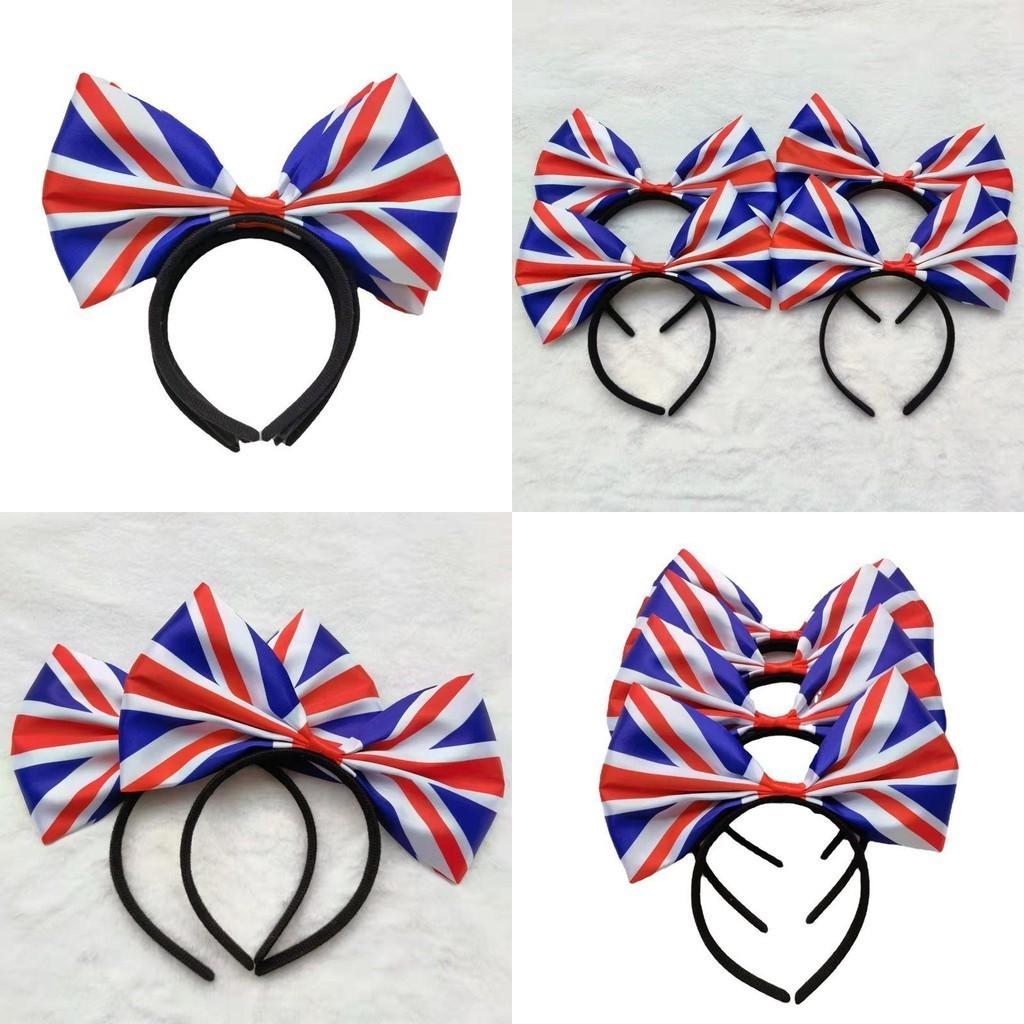 Eye-catching Union Jack Hairband Alice Headband With Large Bow Tie For Patriotic Celebrations