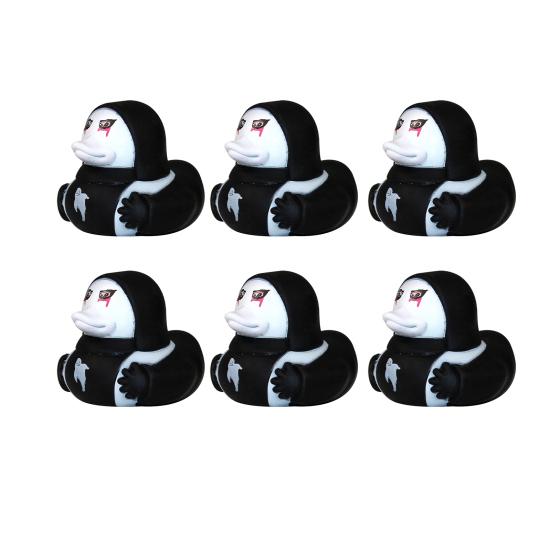 6Pcs Halloween Horror Rubber Duck with Pressable Ghost Face Spooky Ghost Duck for