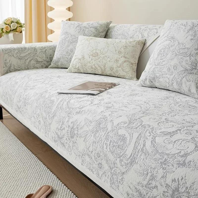 Four Seasons Abstract Painting Chenille Sofa Mat Anti Slip New Vintage Sofa Cover Messy Floral Seat Cushions Slipcover covers