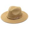 Brown straw hat golden chain sun hat outdoor sun hat straw hat seaside sunscreen beach hat sun hat various accessories wholesale