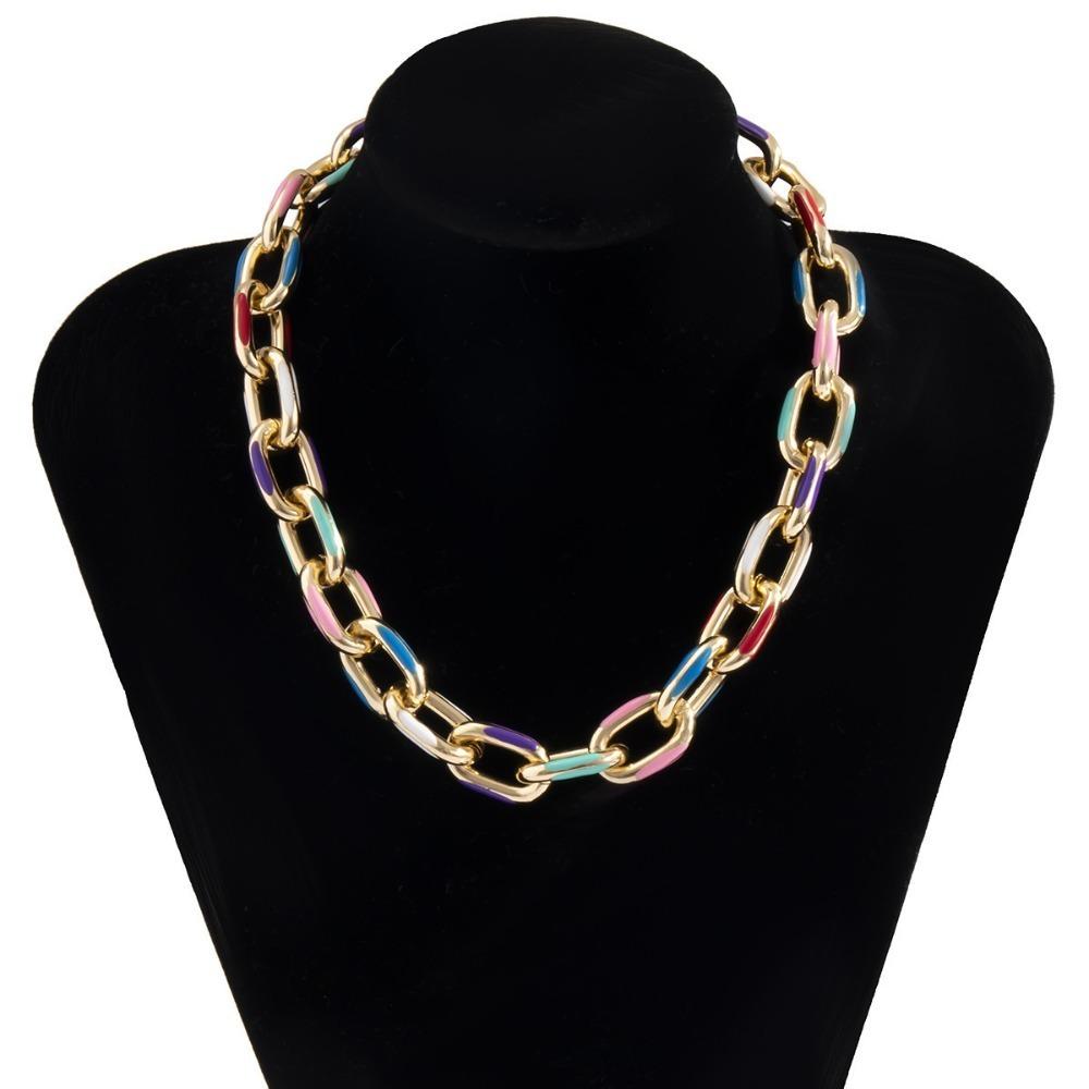 Metal Steampunk Lock Choker Necklace Bohemian Style Chunky Chains Choker  Girls