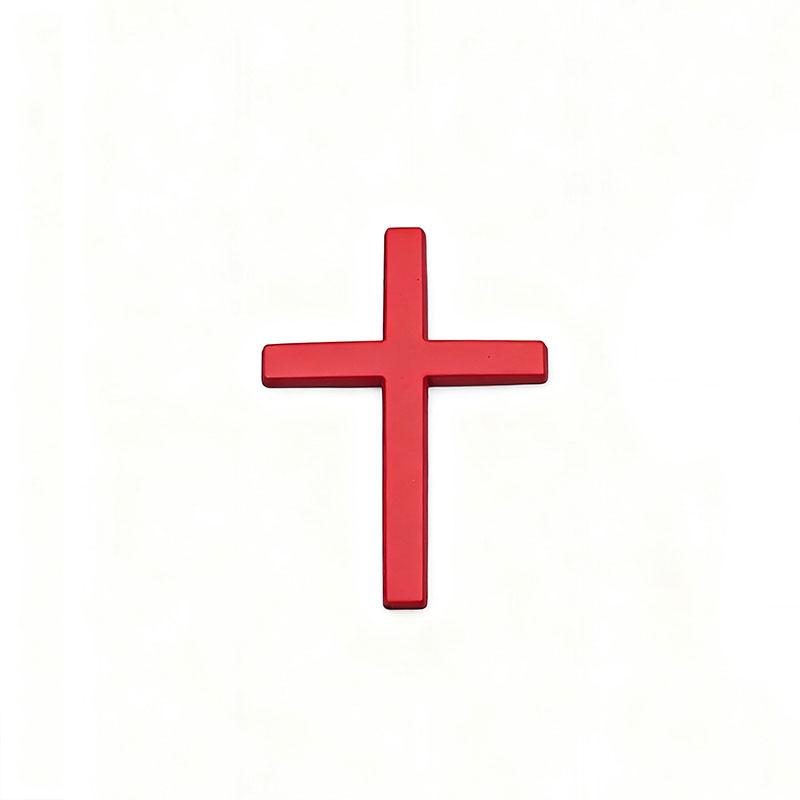 

3D Metal Black Chrome Red Christian Cross Car Rear Trunk Sticker Emblem Fender Side Badge Decal for Auto Exterior Accessories червоний