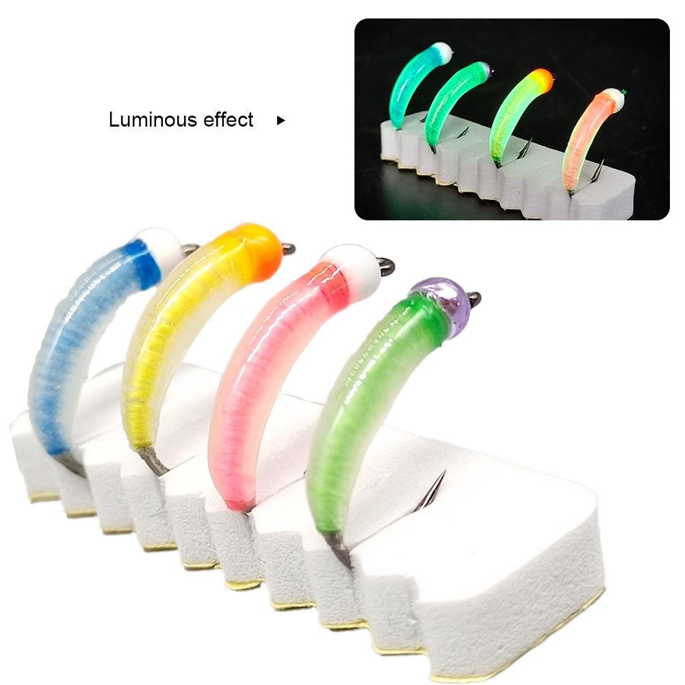 1PC Luminous Nymphs Fly Hook Lure Bent Back Hook Fishing Accessories