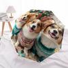 1 PC Automatic Folding Umbrella - Corgis Pattern, Portable & Foldable Design with 8 Ribs, Christmas Birthday Gifts