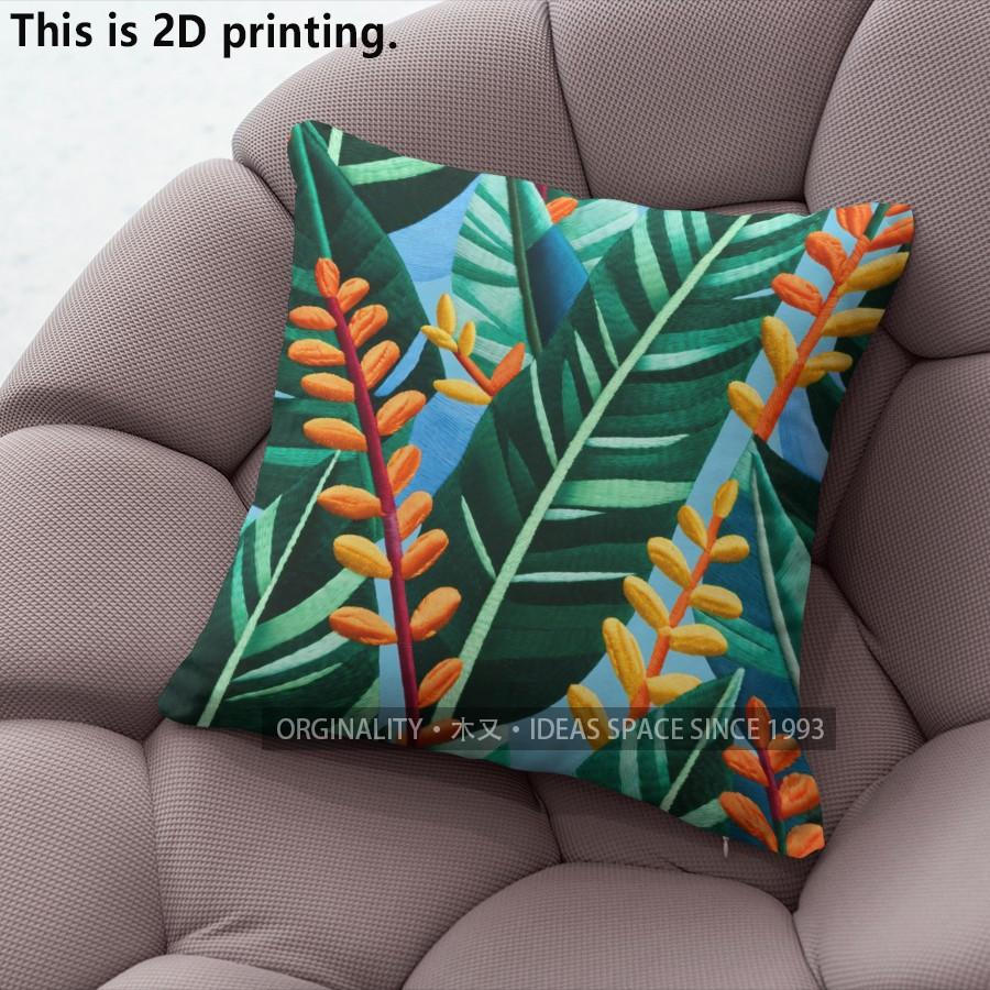 Tropical Leaves Floral Pillow Covers Pattern Cushion Cover Suitable for Sofa Bedroom Car Pillow Cover