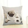 Funny Cartoon Pug Dog Printed Cushion Cover Linen Pug Dog Food Decorative Pillowcase Sofa Party Home Decor Sofa 45X45Cm